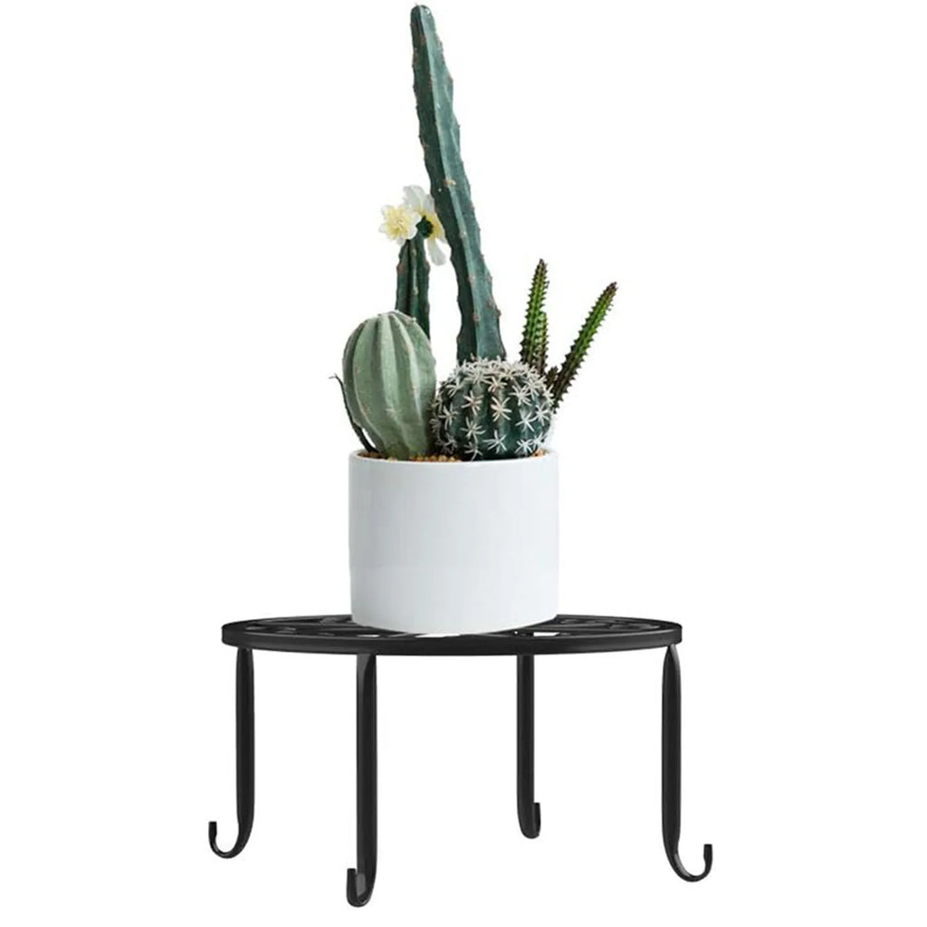 Metal Plant Shelves Hollow Round Flower Pot Rack Protect Floor Flower Pot Shelf for Home Patio Balcony Porch