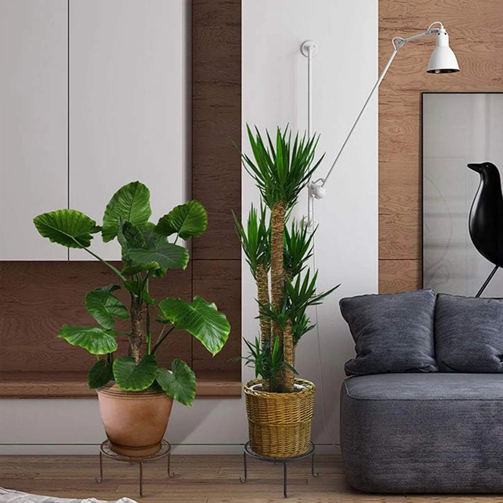 Metal Plant Shelves Hollow Round Flower Pot Rack Protect Floor Flower Pot Shelf for Home Patio Balcony Porch