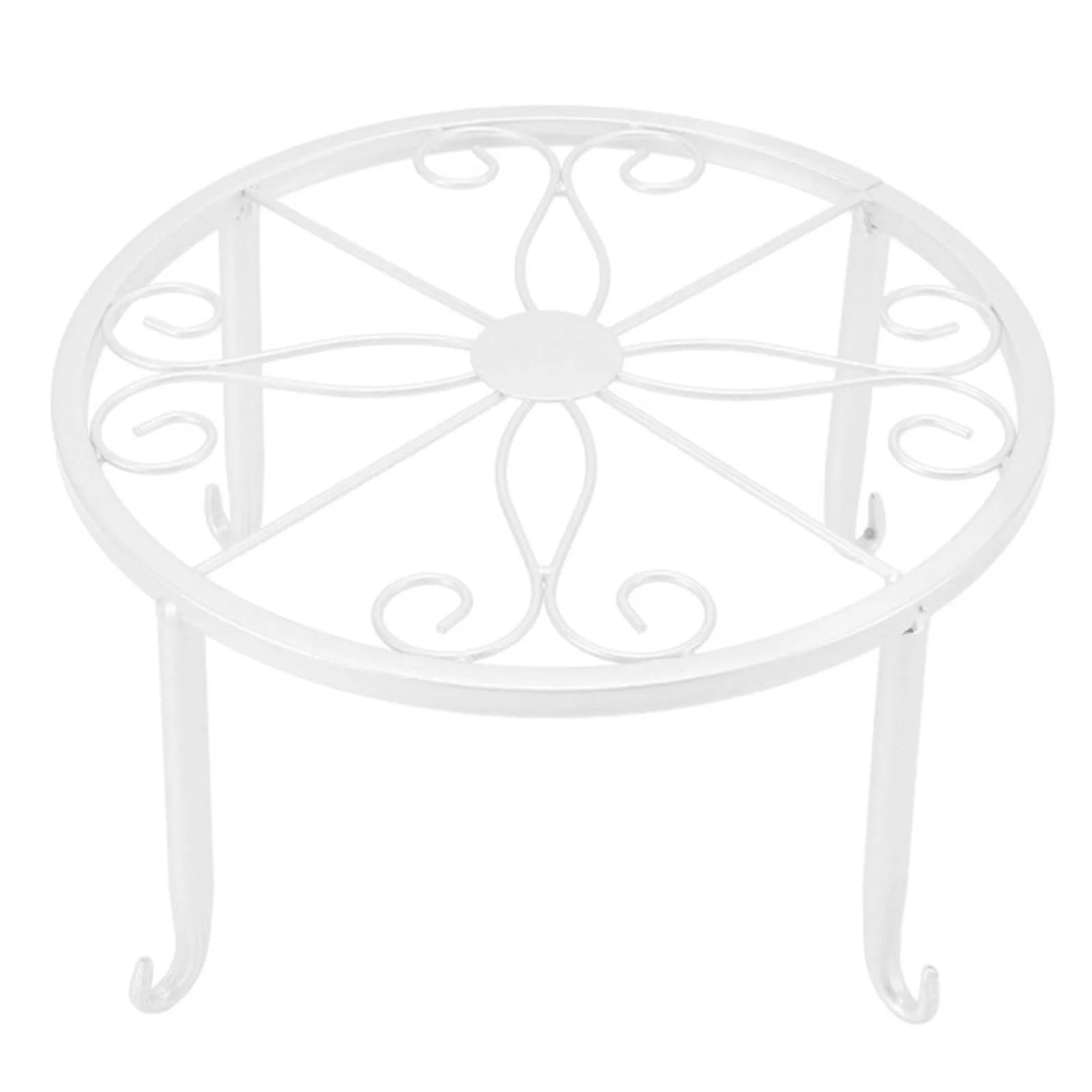 Metal Plant Shelves Hollow Round Flower Pot Rack Protect Floor Flower Pot Shelf for Home Patio Balcony Porch