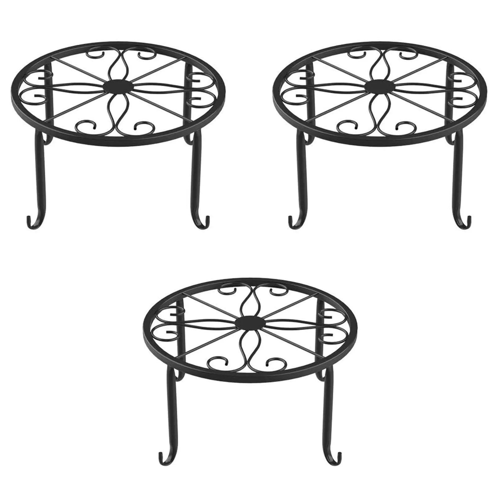 Metal Plant Shelves Hollow Round Flower Pot Rack Protect Floor Flower Pot Shelf for Home Patio Balcony Porch