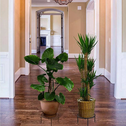 Metal Plant Shelves Hollow Round Flower Pot Rack Protect Floor Flower Pot Shelf for Home Patio Balcony Porch