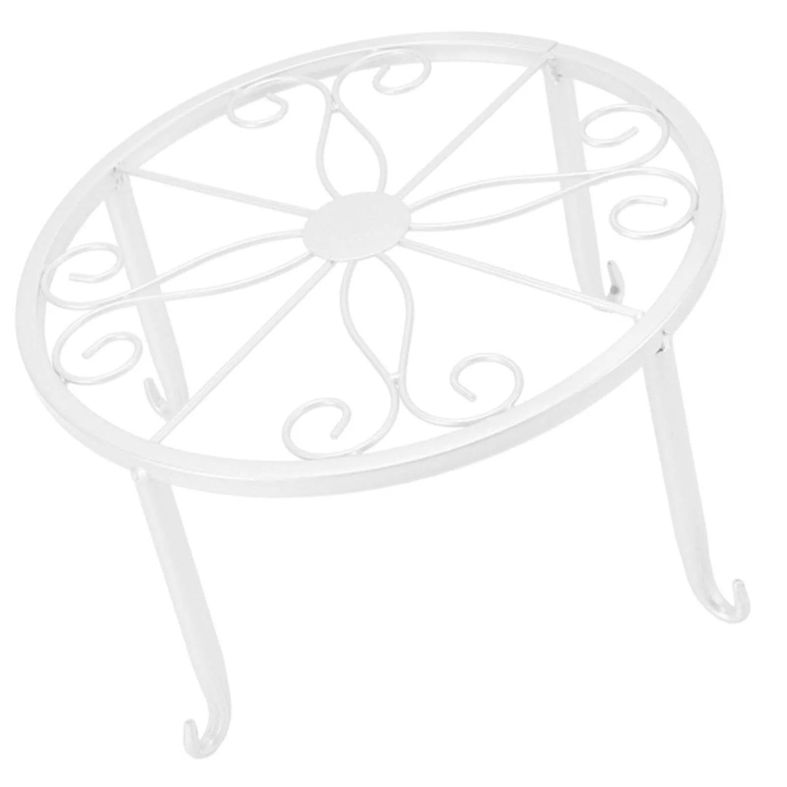 Metal Plant Shelves Hollow Round Flower Pot Rack Protect Floor Flower Pot Shelf for Home Patio Balcony Porch
