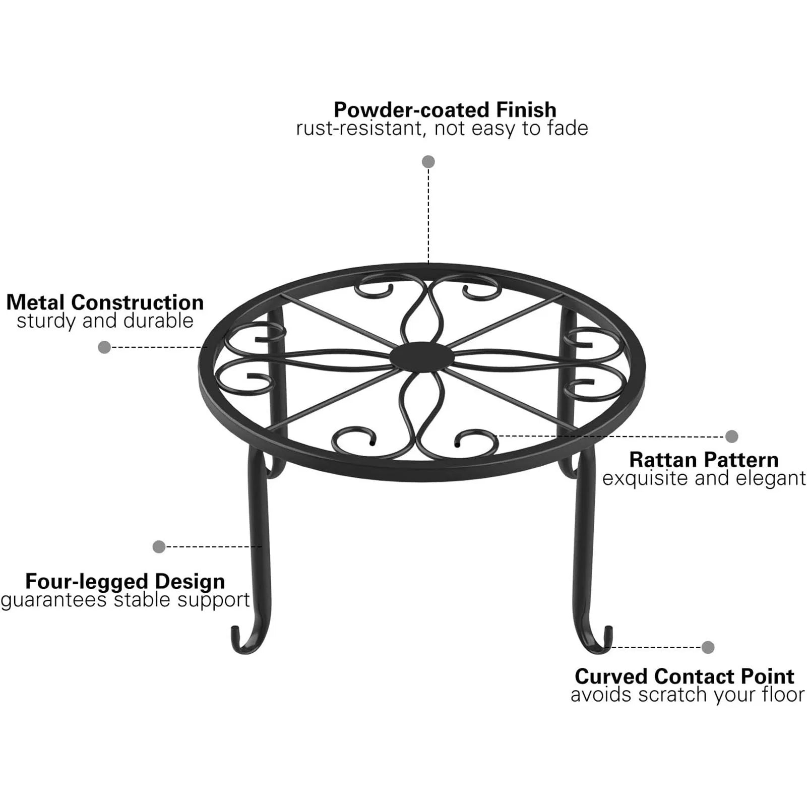 Metal Plant Shelves Hollow Round Flower Pot Rack Protect Floor Flower Pot Shelf for Home Patio Balcony Porch