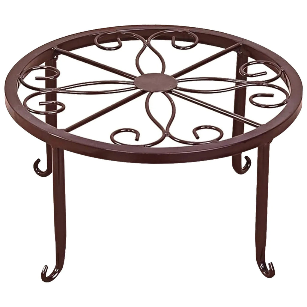 Metal Plant Shelves Hollow Round Flower Pot Rack Protect Floor Flower Pot Shelf for Home Patio Balcony Porch