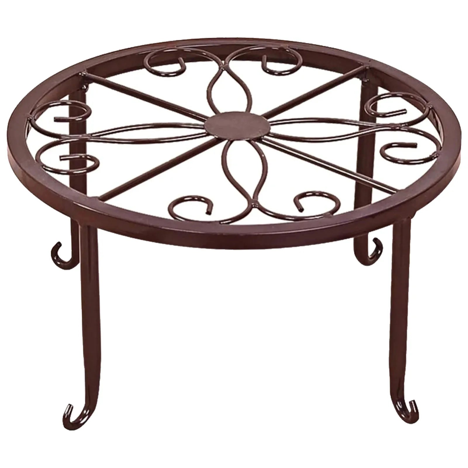 Metal Plant Shelves Hollow Round Flower Pot Rack Protect Floor Flower Pot Shelf for Home Patio Balcony Porch