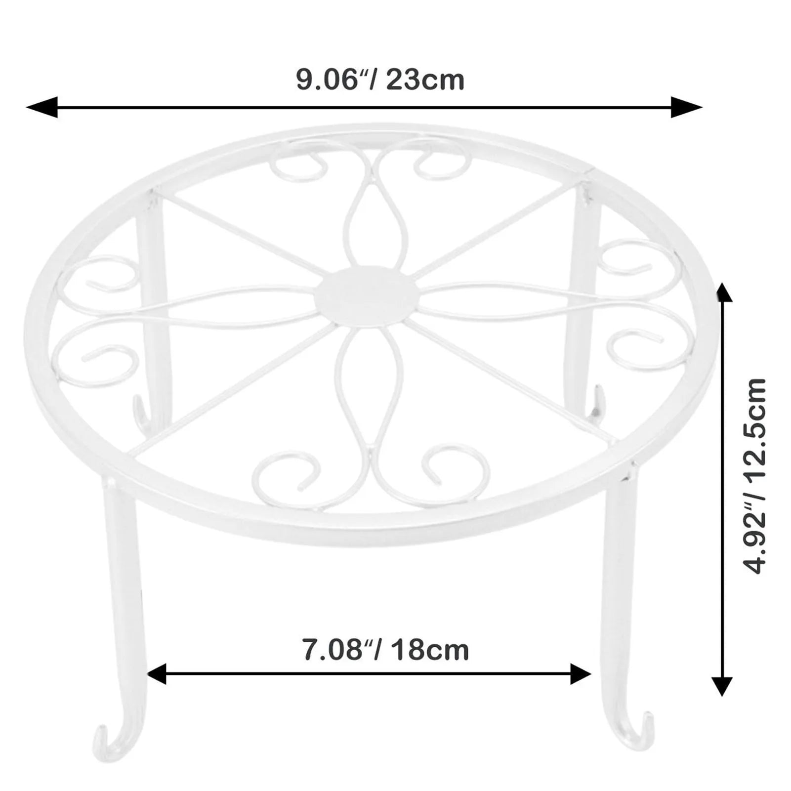 Metal Plant Shelves Hollow Round Flower Pot Rack Protect Floor Flower Pot Shelf for Home Patio Balcony Porch