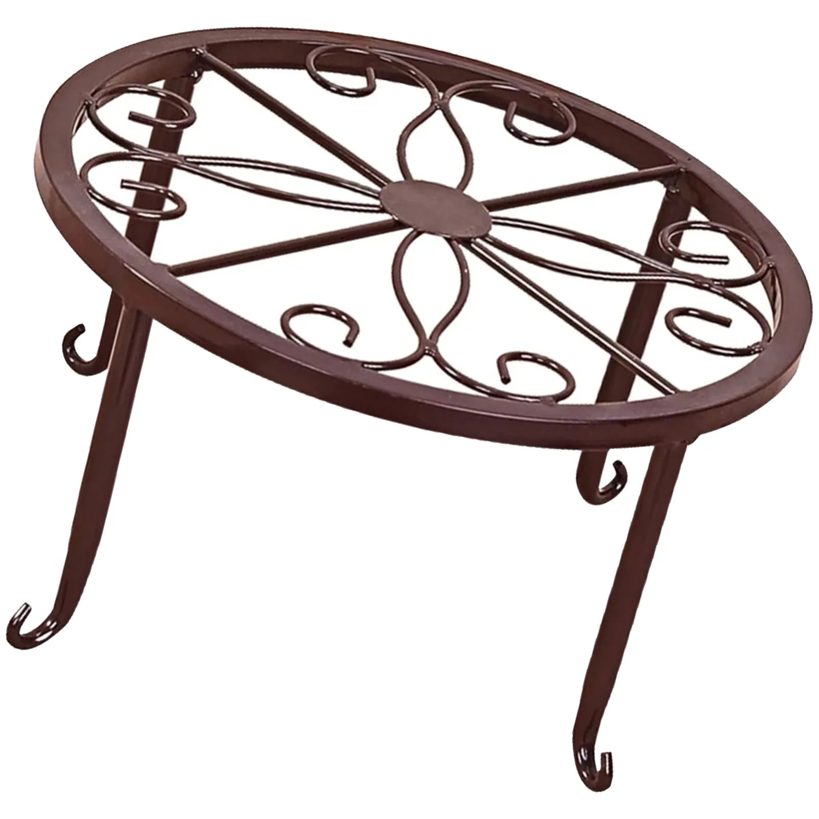 Metal Plant Shelves Hollow Round Flower Pot Rack Protect Floor Flower Pot Shelf for Home Patio Balcony Porch